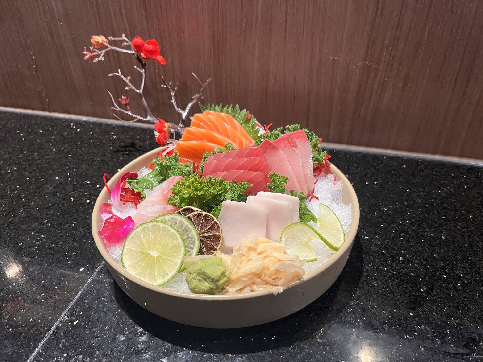 Assorted fresh sashimi on ice at Sushi Kami, a Japanese Restaurant in Lakewood Ranch